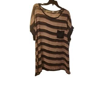 Zenobia Sheer Shirt Women's 3X Short Sleeve Pink Blue NWOT